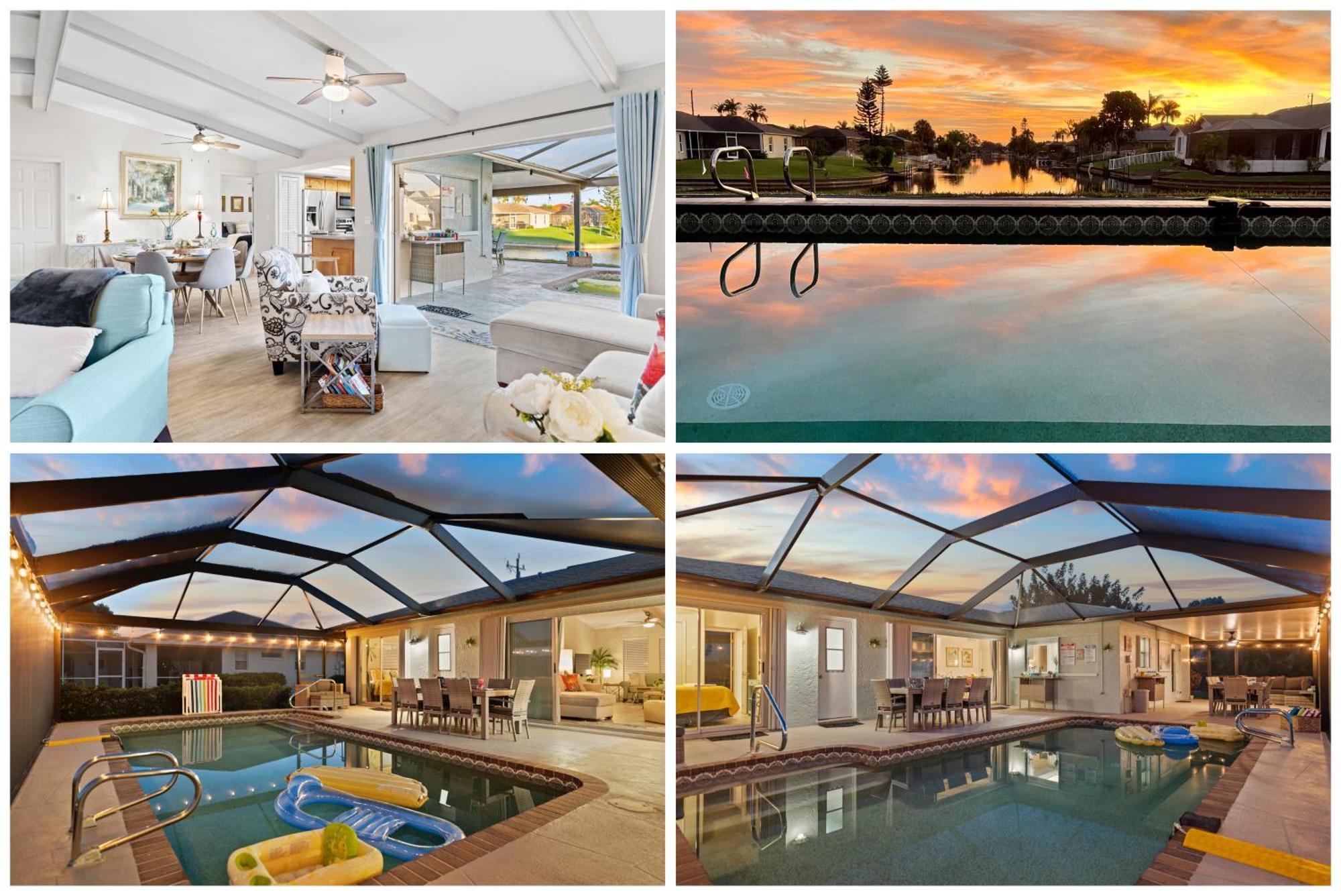 Serenity Waterfront Villa With King Suite, Private Pool, Great Lanai Enclosure And Long Water Views Cape Coral Ngoại thất bức ảnh